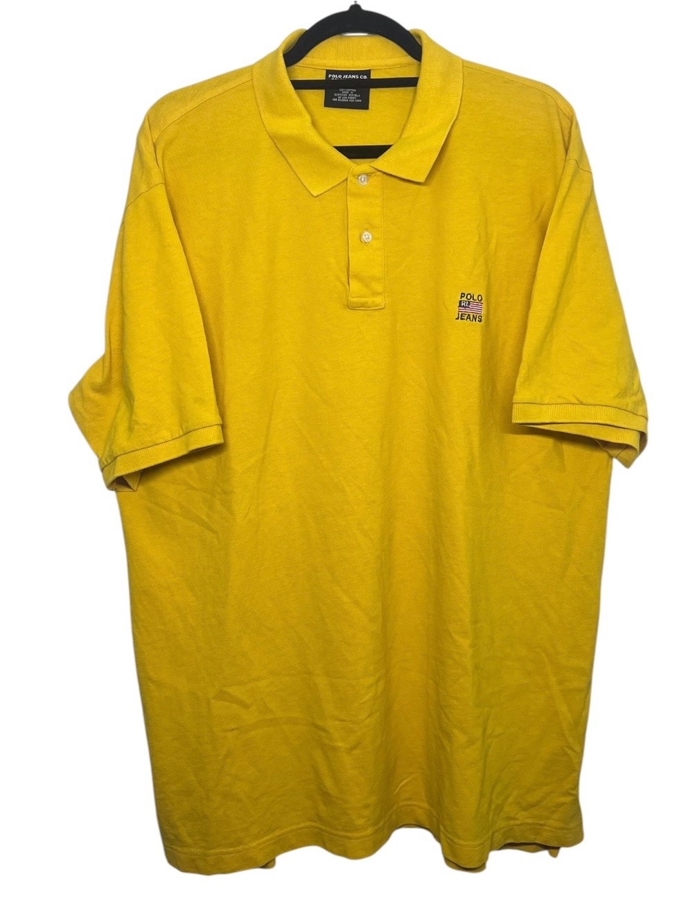 VTG Polo Jeans Co. Yellow Polo shirt with RL USA Embroidered Mens Size Large